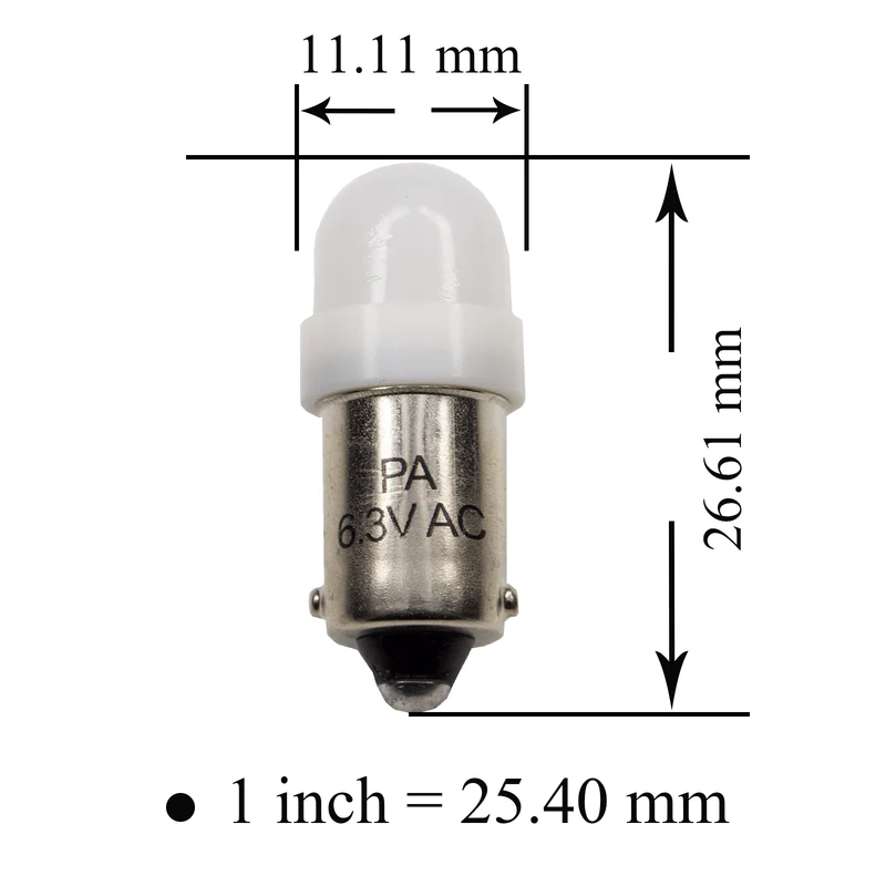 PA Pinball Bulb 2 SMD 5630 LED BA9S #44 #47 T10 #555 White 6.3v Frosted Lens Pinball LED AC/DC:圖片 2