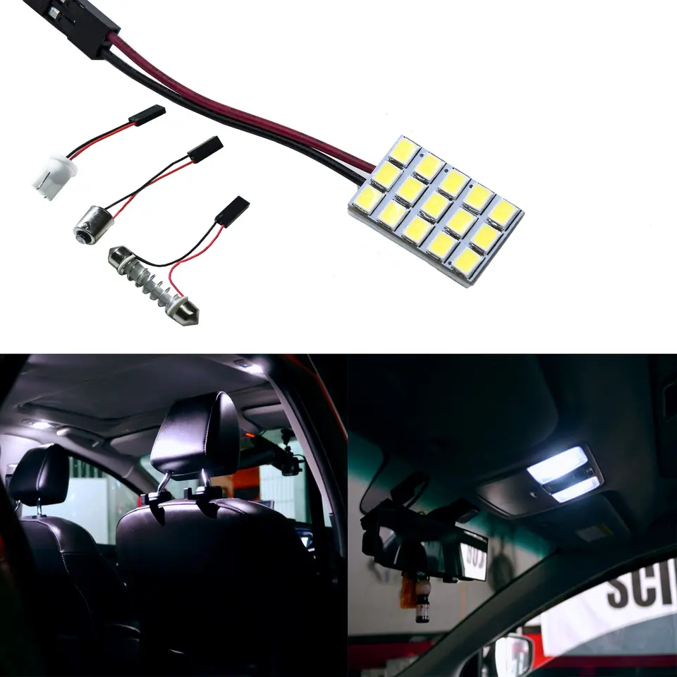 PA Board light 15SMD 2835 12V DC White High brightness for Car Automotive interior Dome Trunk Lamp Bulb - Image 3