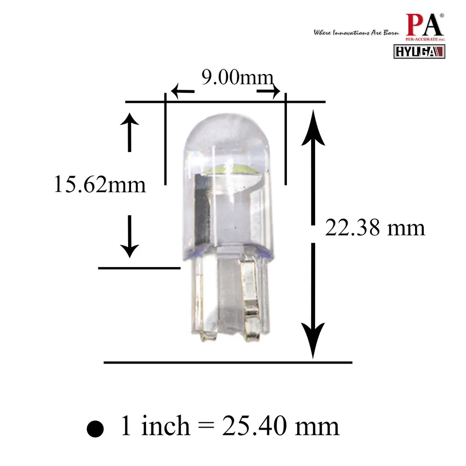 T10 LED Vehicle reversing light bulb 12V 194 168 W5W COB Glass White 6000K LED Instrument Lamp White HYUGA - Image 5
