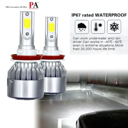 PA C6 COB LED Car Headlight Bulb 60W Power Adaptor Embedded Automotive Light H1 H3 H4 H7 H11 9005 9006 9012