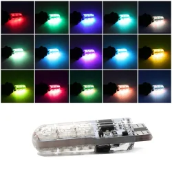 RGB Car LED light T10 5050 6SMD 12V Colorful Small License Plate Flash